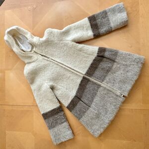 VTG Vaka Icelandic Wool Knit Hooded Sweater Full Zip Women's XS Ombré Stripe Hem